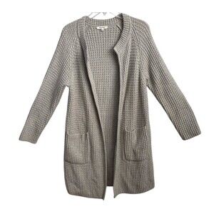 Madewell Gray Open Front Long Cardigan Sweater Coat Waffle Weave Size Medium